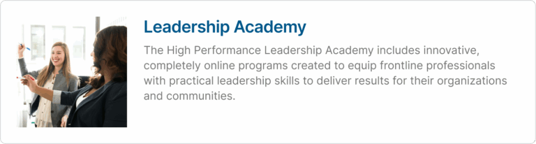 Carousel card titled Leadership Academy